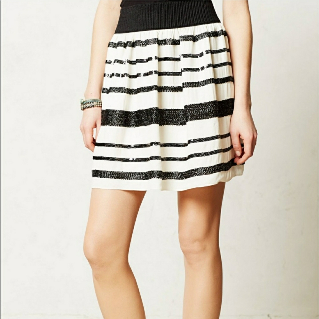 Anthropologie Maeve Sequin Striped Pull On Skirt Size Medium